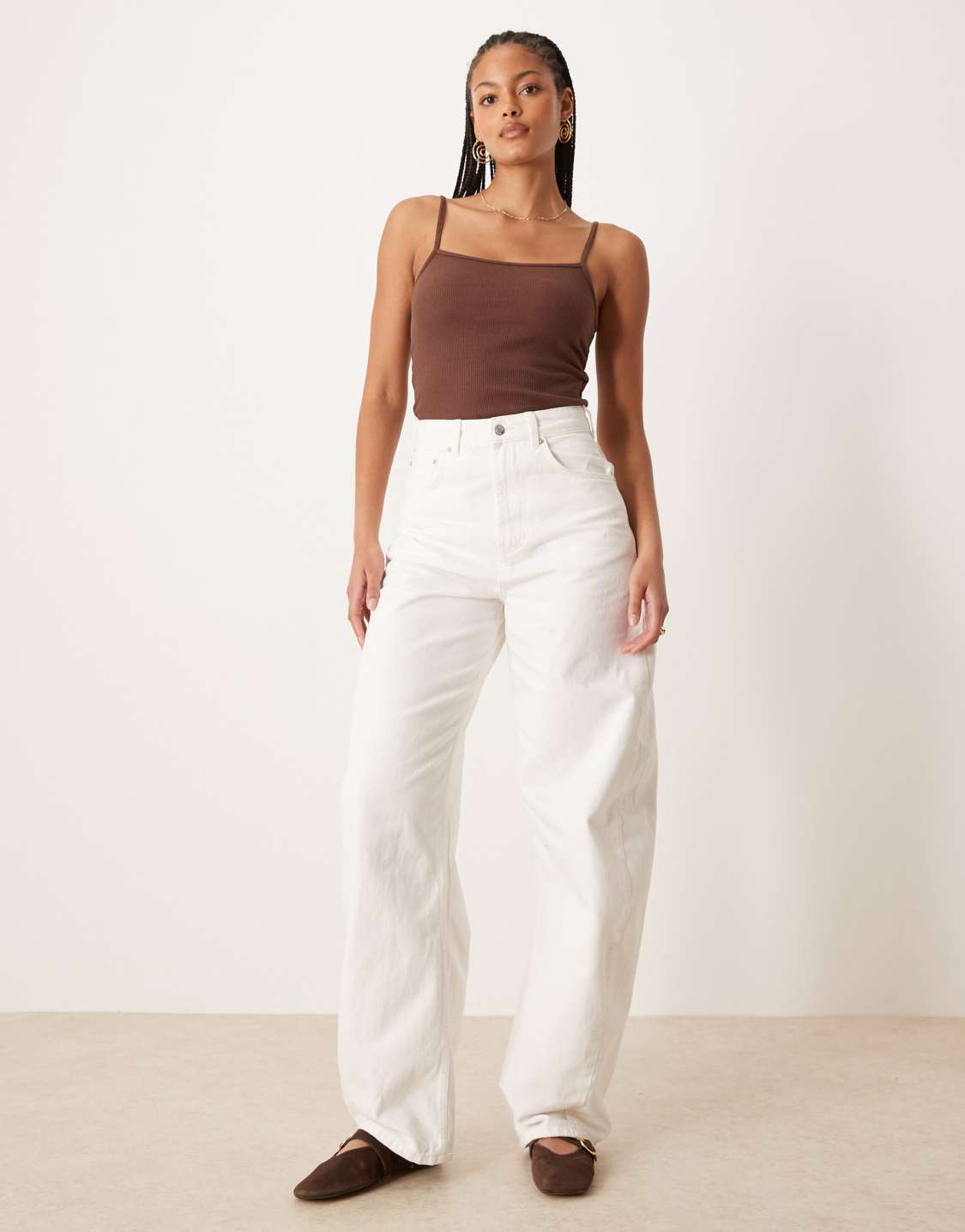 ASOS DESIGN Tall - Jean large à taille haute - Écru