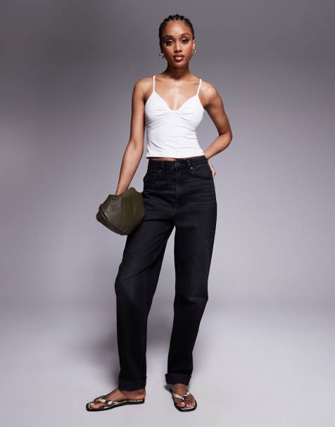 ASOS DESIGN Tall - Jean mom décontracté à taille haute - Noir - view 1
