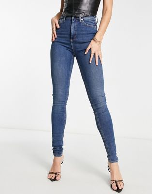 Jeans skinny DESIGN Tall - Jean skinny taille haute effet sculptant et rehaussant stretch - Bleu foncé