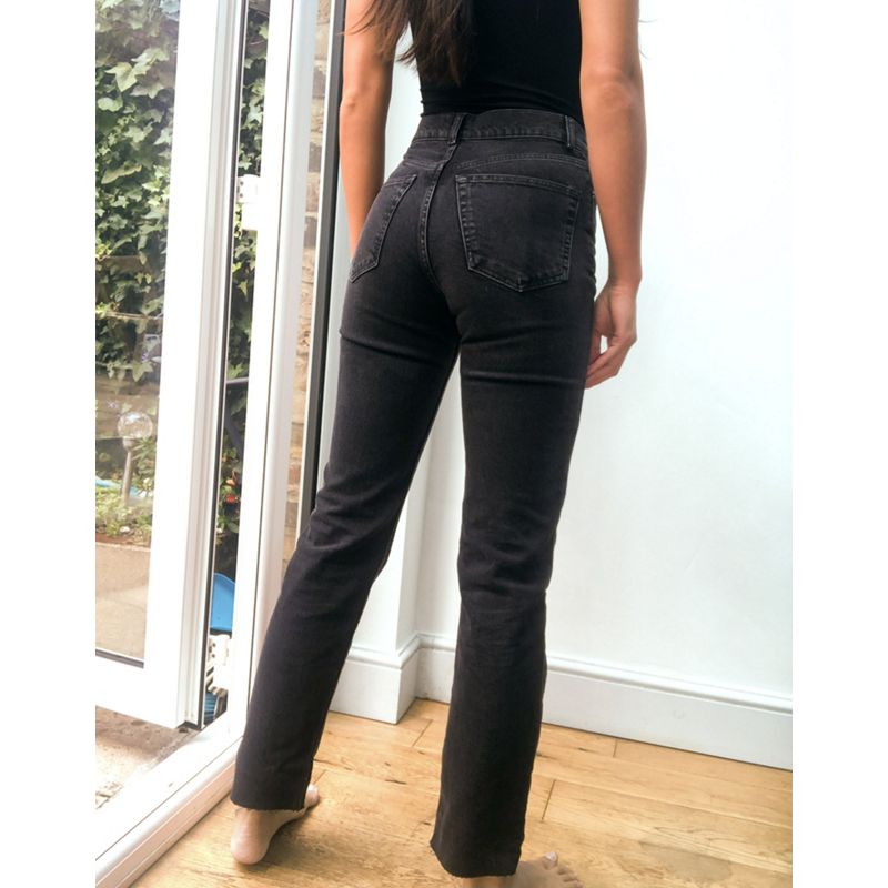 8CGso Donna DESIGN Tall - Jeans a zampa corti semplici a vita alta elasticizzati neri