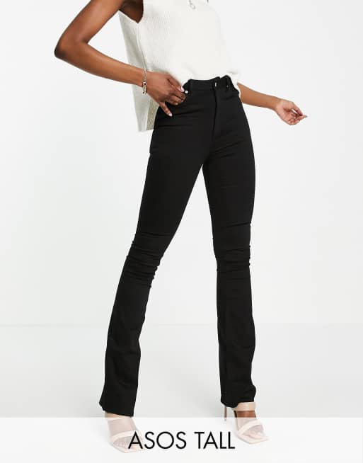 ASOS DESIGN Tall - Jeans a zampa modellanti push-up a vita alta, colore nero pulito