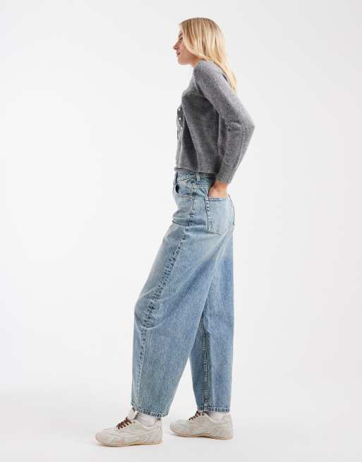 ASOS DESIGN Tall - Jeans bombati a vita alta lavaggio vintage pallido, 3 di 5