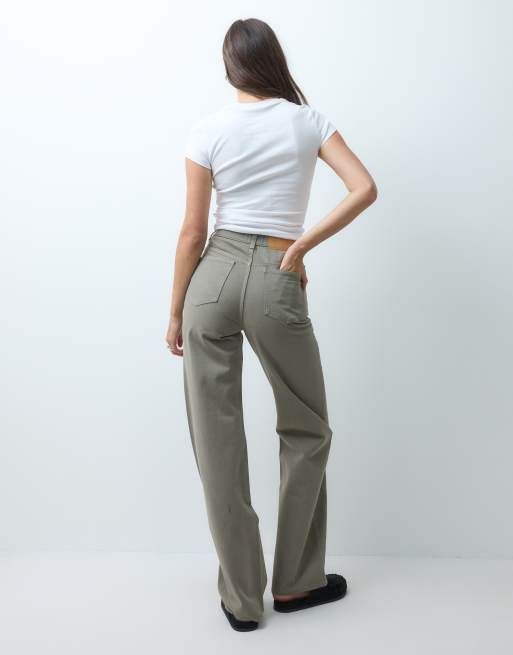 ASOS DESIGN Tall jeans dritti a gamba larga in khaki, 5 di 5