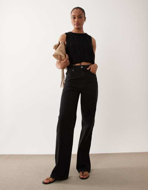 ASOS DESIGN Tall jeans dritti a gamba larga neri - view 1