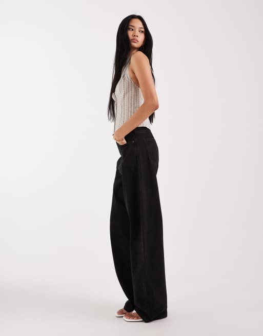 ASOS DESIGN Tall – Jeans in Schwarz mit weitem, abgerundetem Bein und hohem Bund, 2 von 5