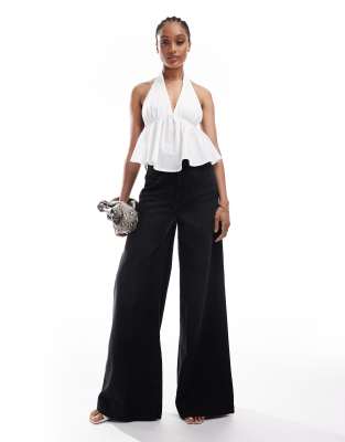 ASOS DESIGN Tall - Jeans in verwaschenem Schwarz mit weitem Bein
