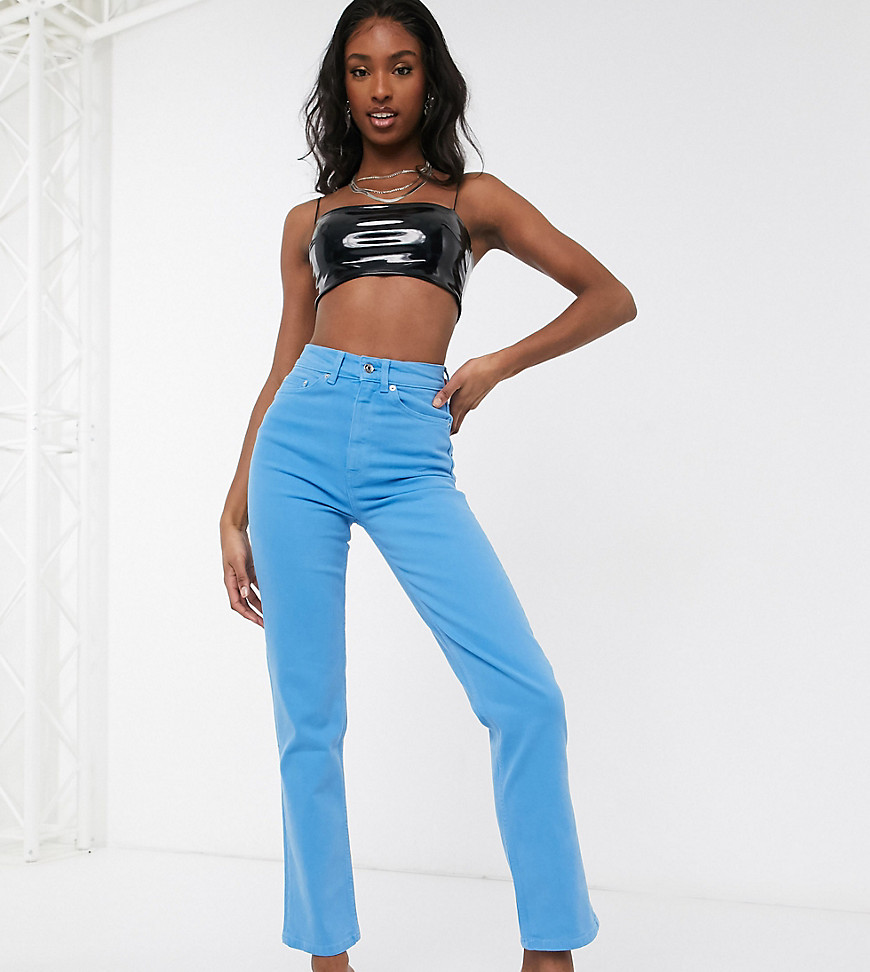 ASOS DESIGN Tall - Jeans met hoge taille, stretch en smalle pijpen in azuurblauw