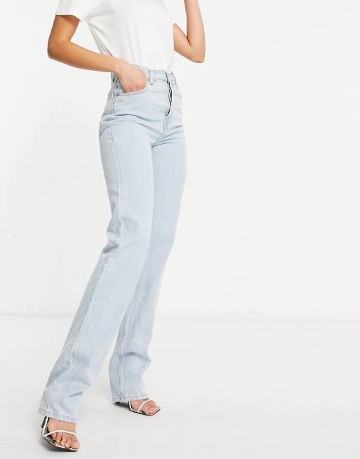 Asos Design Tall Jeans Mit Mittelhohem Bund Und Geradem Bein Im Stil Der 90er Helle Waschung Asos