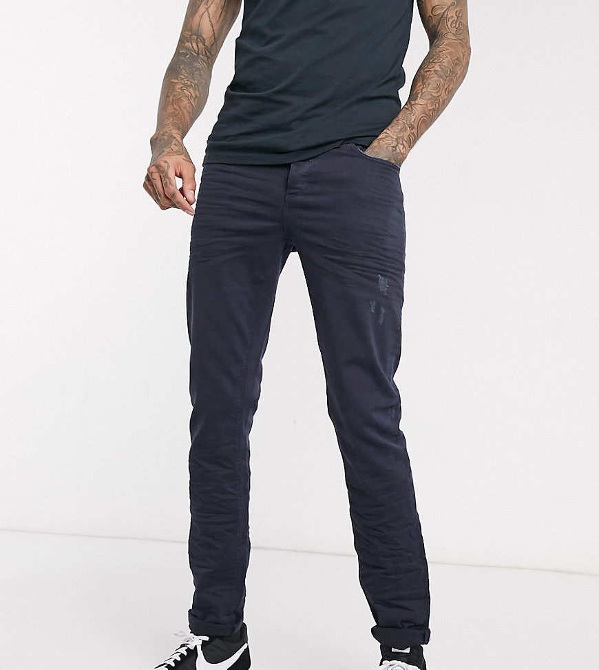 ASOS DESIGN Tall - Jeans slim blu sovratinto con abrasioni