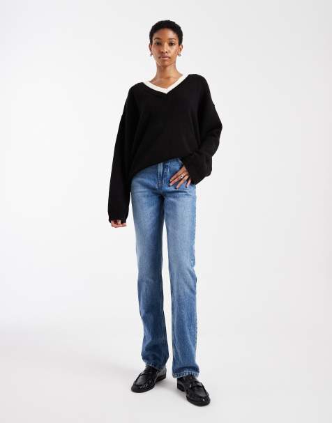 ASOS DESIGN Tall - Jeans slim dritti blu medio a vita alta - view 1