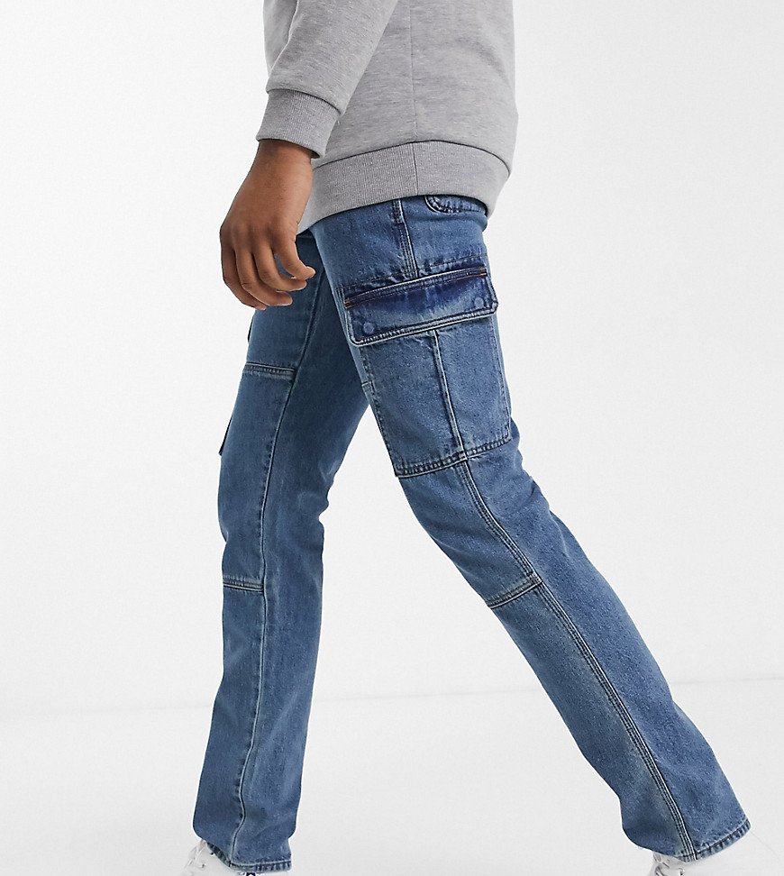 ASOS DESIGN Tall - Jeans slim multitasche lavaggio blu medio