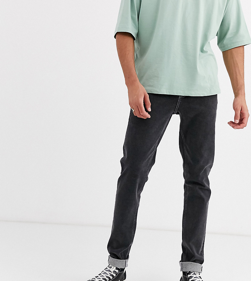 ASOS DESIGN Tall - Jeans slim nero rétro con patta e bottoni a vista