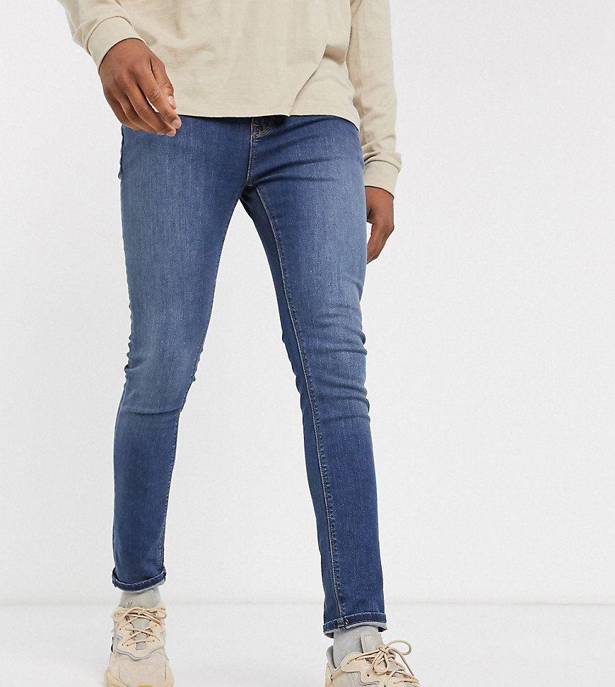 ASOS DESIGN Tall - Jeans super skinny cropped lavaggio medio blu