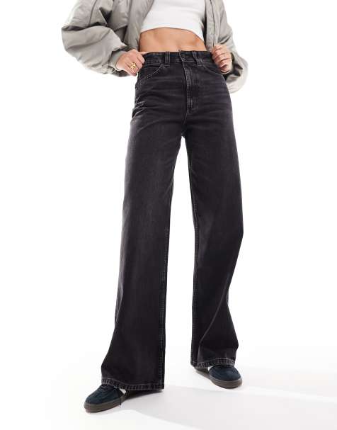 ASOS DESIGN Tall wide leg dad jeans in washed black
