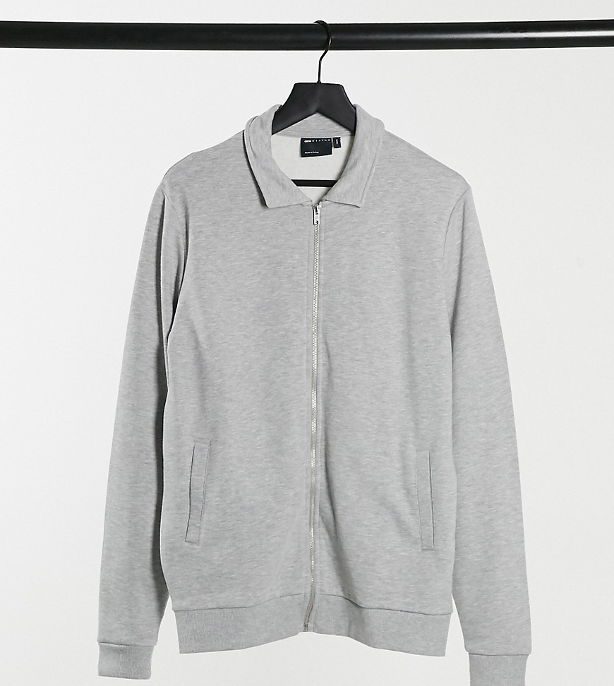 ASOS DESIGN Tall jersey harrington jacket in gray marl-Grey