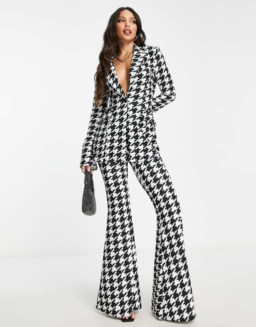 ASOS DESIGN Tall jersey houndstooth print split sleeve suit blazer in multi