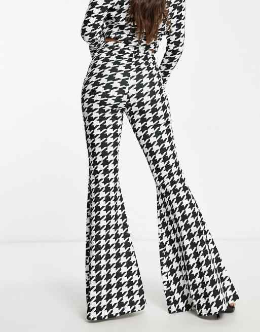 ASOS DESIGN Tall jersey houndstooth print suit superflare pants in multi