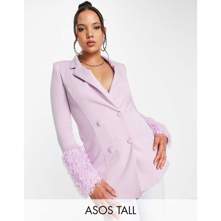 ASOS DESIGN split sleeve wrap waist longline blazer