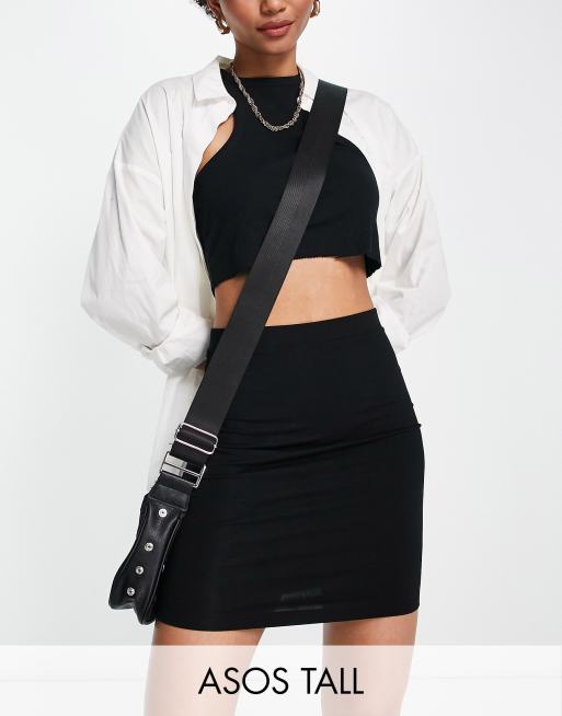 ASOS DESIGN leather look skater mini skirt in black