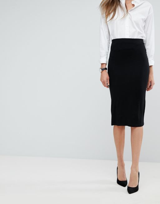 ASOS DESIGN Tall jersey pencil mini skirt in black