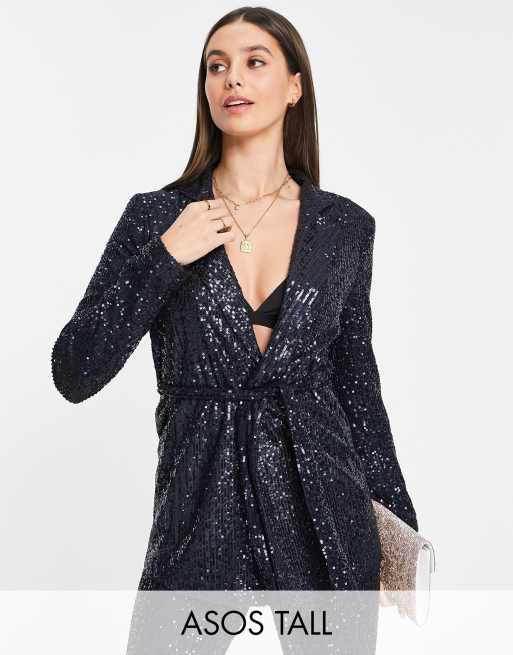 Asos navy store sequin dress