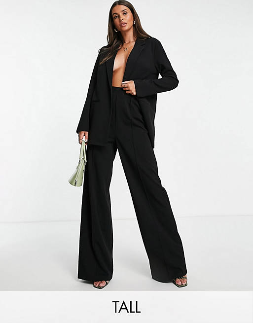 Co-ords Tall jersey slouch wide leg trouser in black 