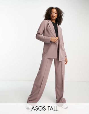 Asos Tall Asos Design Tall Jersey Slouchy Suit Blazer In Mink-pink