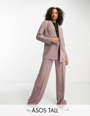 ASOS DESIGN Tall jersey slouchy suit blazer in mink - ASOS Price Checker