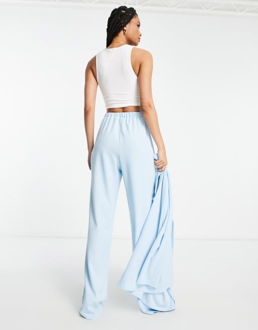 ASOS DESIGN premium jersey twill wide leg pants in stone