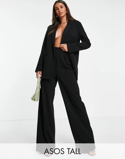 Women s Wide Leg Trousers Black High Waist Linen ASOS