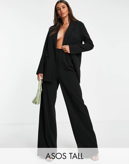 ASOS DESIGN jersey ribbed wide leg jumpsuit in black