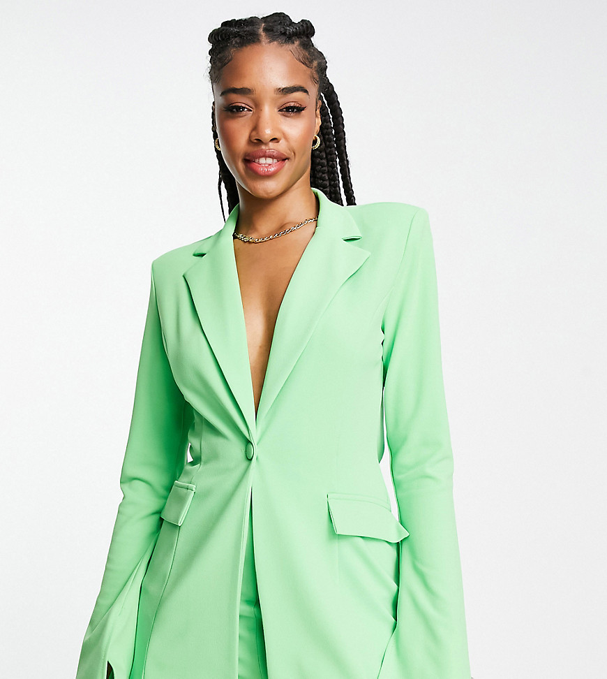 ASOS DESIGN Tall jersey split sleeve tux suit blazer in summer green