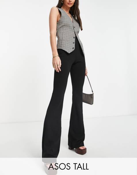 ASOS DESIGN Tall jersey suit kickflare pant in black