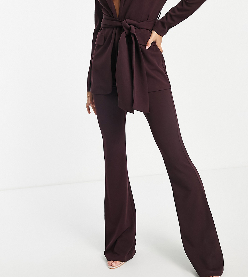 ASOS DESIGN Tall jersey suit kickflare pant in wine-Neutral