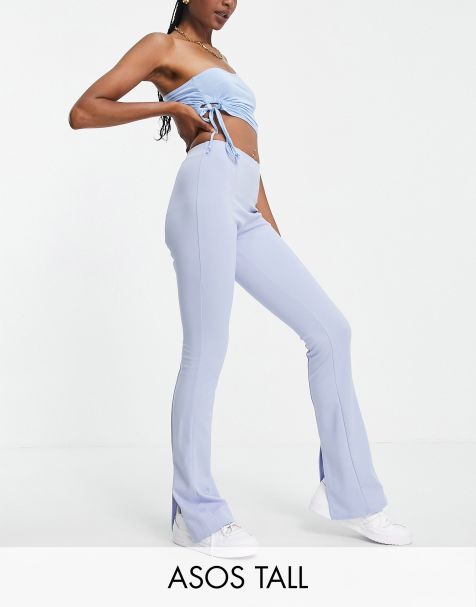 ASOS DESIGN Tall jersey suit low rider baby kick flare trousers in lavender blue - view 1