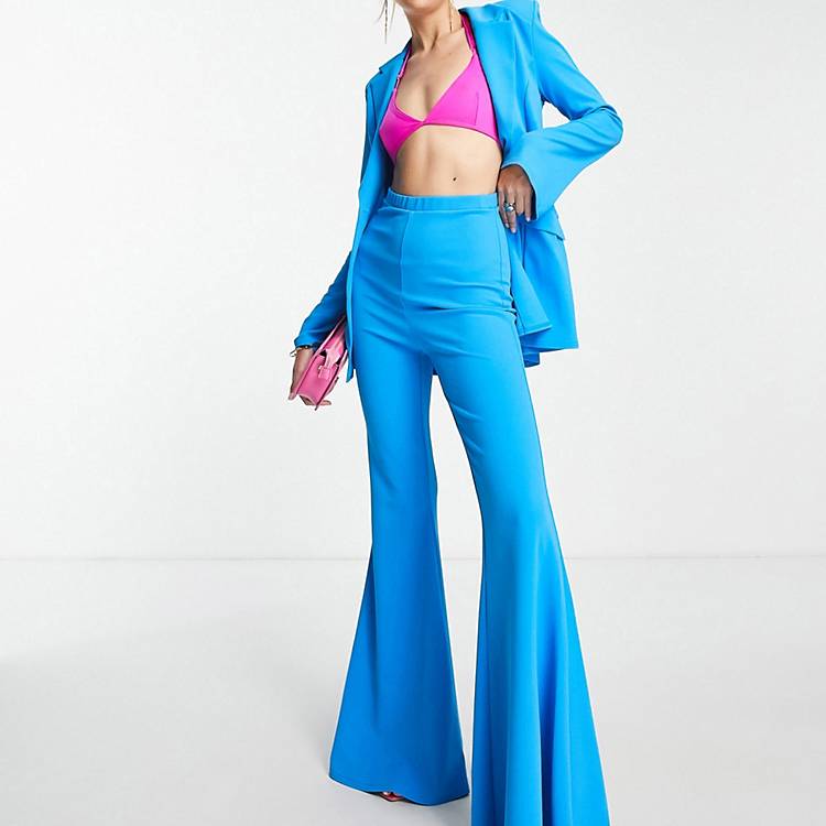 ASOS DESIGN Tall jersey suit super flare pants in electric blue