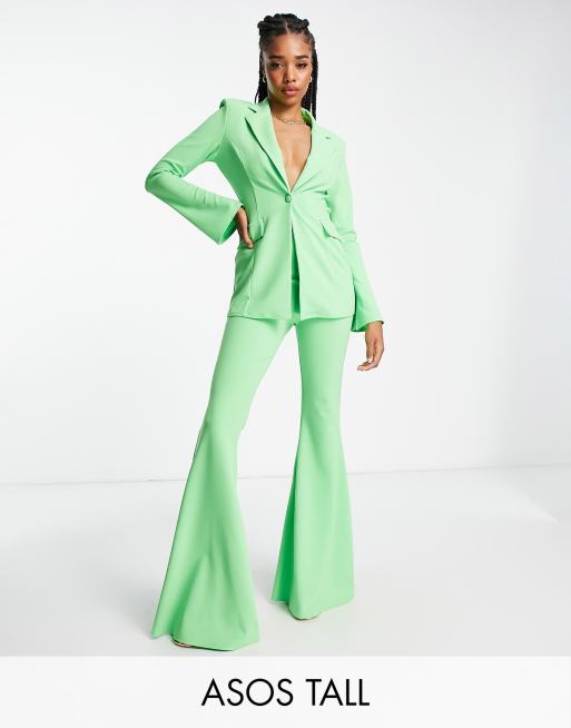 ASOS DESIGN Tall jersey suit super flare pants in summer green