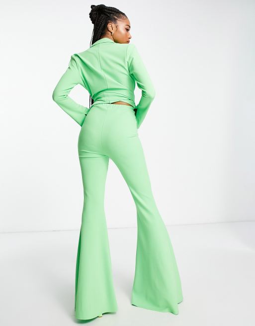 ASOS Luxe velvet flare pants in green