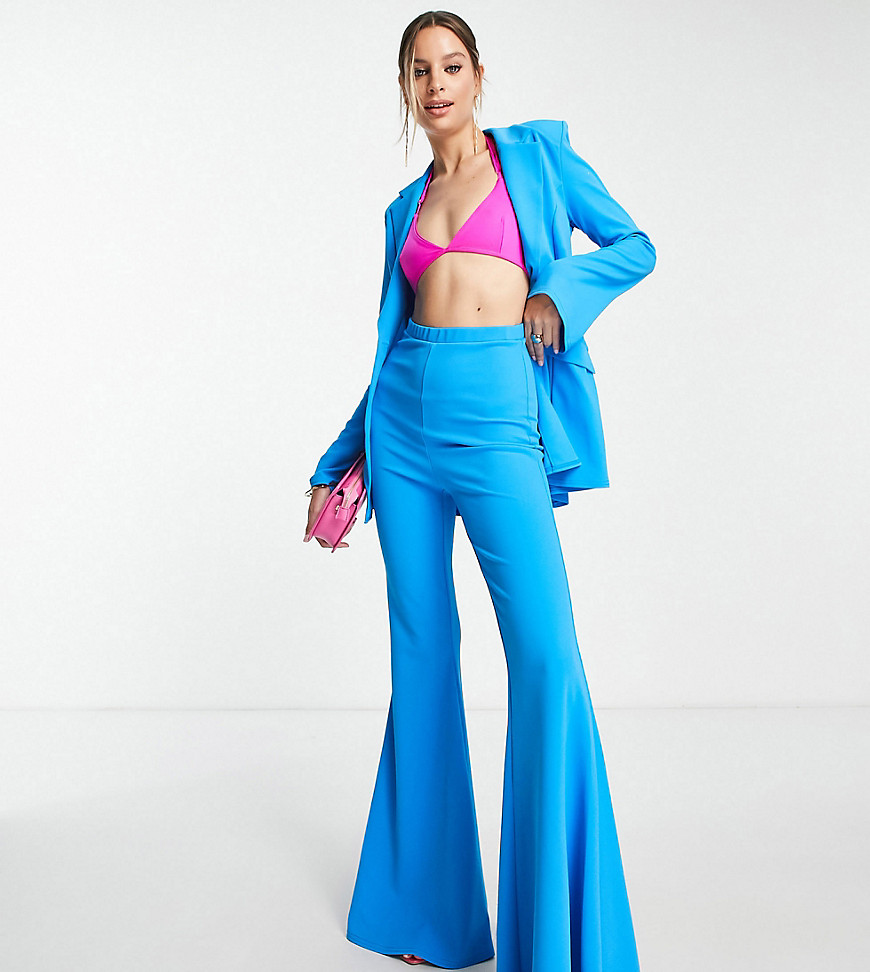 ASOS DESIGN Tall jersey suit super flare trousers in electric blue