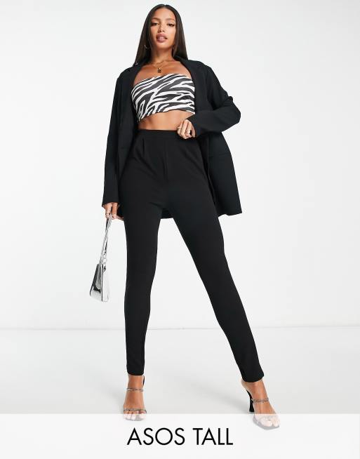 ASOS DESIGN jersey tapered suit pants in black