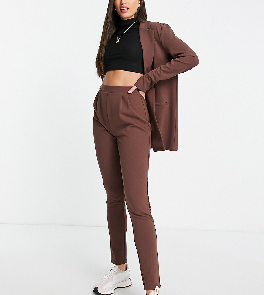 ASOS DESIGN Tall jersey tapered suit pants in mocha-Brown