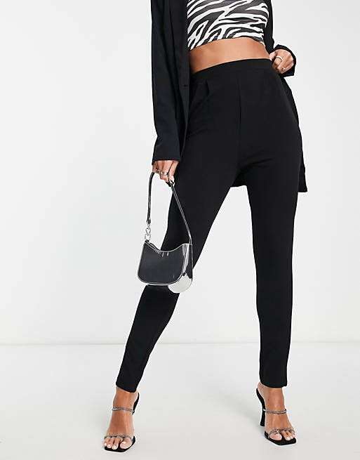 Women Tall jersey tapered suit trousers in black 