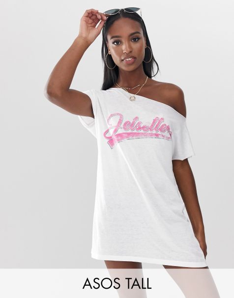 ASOS DESIGN Tall 'jetsetter' off shoulder jersey beach tee cover up