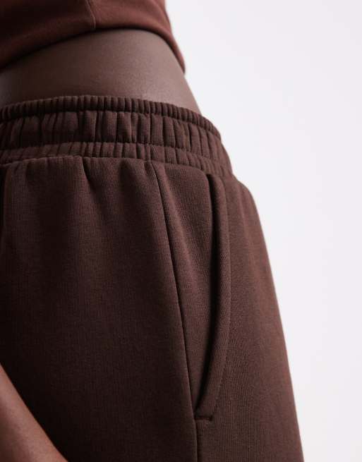 ASOS DESIGN Tall jogger a gamba larga in tessuto felpato marrone, 5 di 5