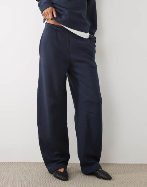 ASOS DESIGN Tall joggers de pernera 'barrel' con interior cepillado en azul marino - view 1