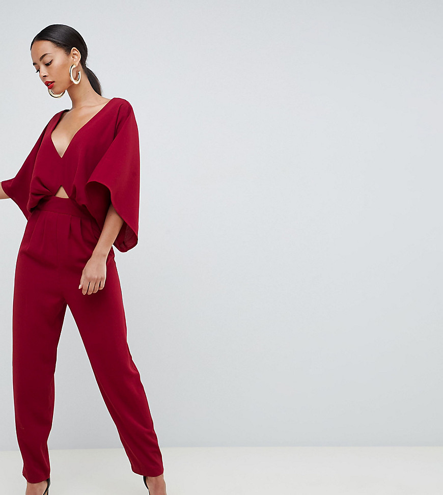 ASOS DESIGN Tall – Jumpsuit med kimonoärm och peg-byxor-Röd