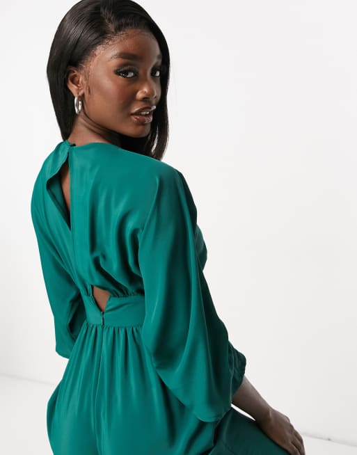ASOS DESIGN Tall – Jumpsuit mit Kimonoärmeln und Hosenrock in Tannengrün, 3 von 4