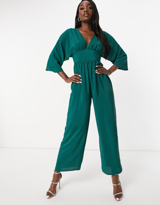 ASOS DESIGN Tall – Jumpsuit mit Kimonoärmeln und Hosenrock in Tannengrün, 4 von 4