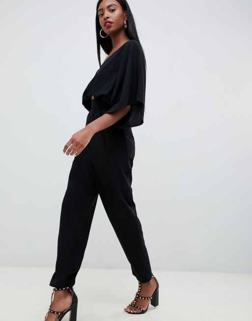 Asos design jumpsuit with kimono sleeve store and peg leg