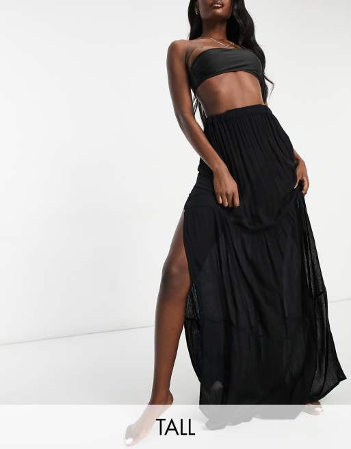 ASOS DESIGN - Ensemble de plage long noué à l'avant - Noir, 4 de 5